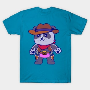 Hand Drawn Panda Boy With The Guns T-Shirt